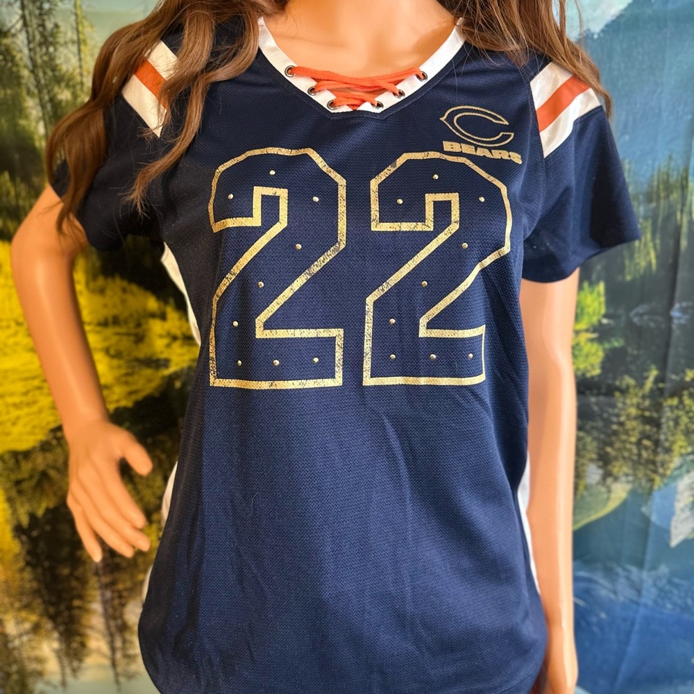 NFL Team Apparel Navy Jersey with White and Orange Details Chicago Bears Forte - Picture 3 of 13